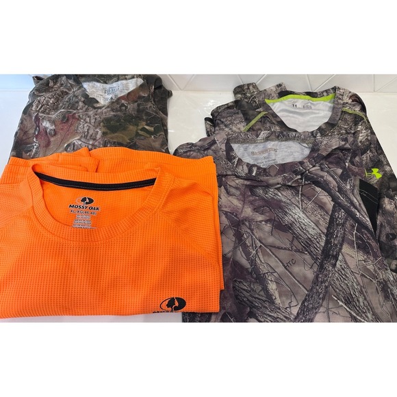 The Unbranded Brand Other - Lot of 4 XL Hunting Base Layer Shirts Mossy Oak, RedHead, Under Armour CamoBlaze